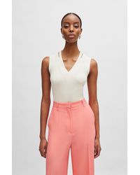 BOSS - Sleeveless Knitted Top With Cut-out Details - Lyst