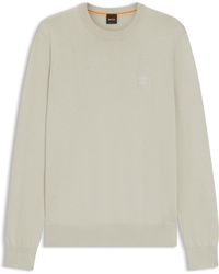 BOSS - Pullover Aus Baumwolle Und Kaschmir Mit Logo-Label - Lyst