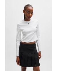 HUGO - Cotton-Blend Slim-Fit Top With Stacked Logo - Lyst