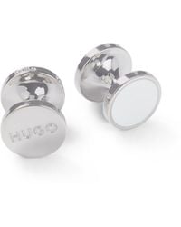 HUGO - Runde Manschettenknöpfe mit Emaille-Einsatz und Logo - Lyst