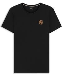 BOSS - Equestrian Stretch-Cotton T-Shirt With Double B Monogram - Lyst