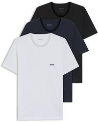 BOSS - Set Van Drie T-Shirts Van Katoen Met Logostiksel - Lyst