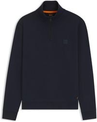 BOSS - Sweatshirt Van Katoenen Sweatstof Met Ritskraag En Logopatch - Lyst