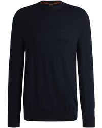 BOSS - Regular-Fit Trui Van Een Wolmix Met Logostiksel - Lyst