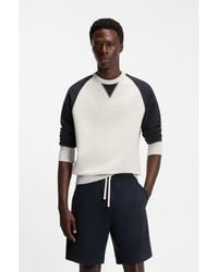 BOSS - By Beckham Cotton Sweater With Colour-Blocking - Lyst