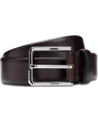 BOSS - Italian-Leather Belt With Polished Gunmetal Buckle - Lyst