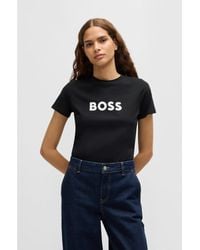 BOSS - Cotton-Jersey T-Shirt With Contrast Logo - Lyst