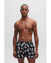 BOSS - Fully Lined Swim Shorts With Pineapple Motif - Lyst