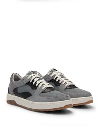HUGO - Lace-up Trainers In Faux Leather And Suede - Lyst