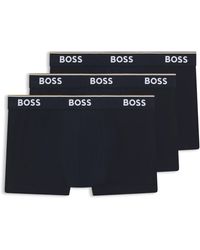 BOSS - Lot de trois boxers courts en coton stretch ornés de logos à la taille - Lyst
