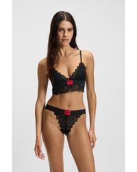 HUGO - Lace-Trim Bra With Logo Label - Lyst
