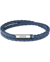 BOSS - Double-Braided Denim-Effect Cuff With Logo Closure - Lyst