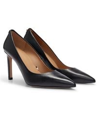BOSS - Pumps Aus Leder Mit Spitzer Kappe Und Hohem Absatz - Lyst