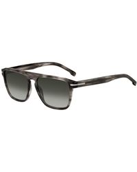 BOSS - Grey-acetate Sunglasses With Signature Hardware - Lyst
