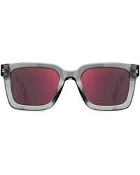 HUGO - Sonnenbrille aus transparentem Acetat mit roten Gläsern - Lyst