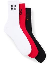 HUGO - Three-pack Of Short-length Socks With Logo Details - Lyst