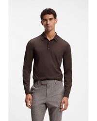BOSS - Long-Sleeved Polo Sweater - Lyst