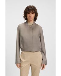 BOSS - Stretch-Wool Jacket With Sharkskin Weave - Lyst