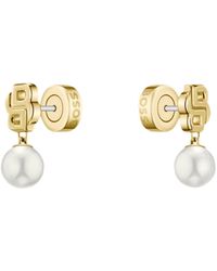 BOSS - Tone Earrings With Double B Monogram - Lyst