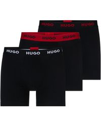 HUGO - Three-pack Of Stretch-cotton Boxer Briefs With Logo - Lyst