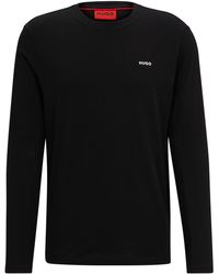 HUGO - T-shirt Met Lange Mouwen En Logoprint Van Katoenen Jersey - Lyst