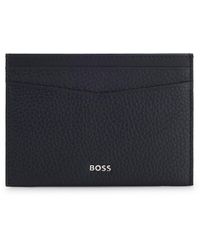 BOSS - Grained-Leather Card Holder With Logo Lettering - Lyst