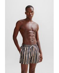 BOSS - Fully Lined Swim Shorts In Striped Quick-dry Fabric - Lyst