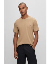 BOSS - Loungewear T-shirt In Stretch Cotton With Contrast Logo - Lyst