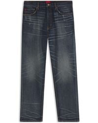 HUGO - Tapered-Fit Jeans Aus Blauem Denim Mit Vintage-Waschung - Lyst