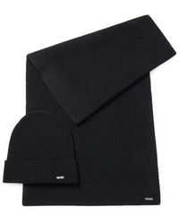 BOSS - Glittery-Effect Beanie Hat And Scarf Gift Set - Lyst
