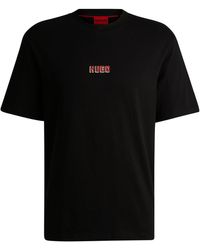 HUGO - Relaxed-fit T-shirt In Cotton With Large Rear Logos - Lyst