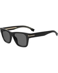 BOSS - Black Sunglasses With Gold-tone Details - Lyst