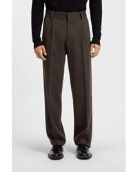 HUGO - Wool-Blend Herringbone Modern-Fit Suit Trousers - Lyst
