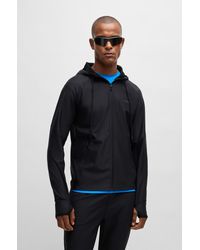 BOSS - Active-Stretch Zip-Up Hoodie With Logo Detail - Lyst