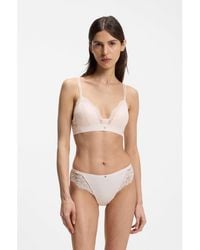 BOSS - Premium Lace Bralette With Mesh Pleating - Lyst