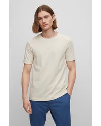 BOSS - T-shirt Slim Fit en coton structuré à double col - Lyst