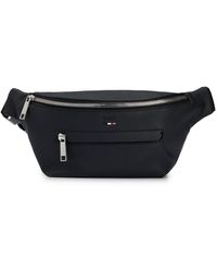 BOSS - Grained Faux-leather Belt Bag With Signature Stripe Logo - Lyst