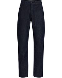 BOSS - Blaue Relaxed-Fit Jeans aus festem Denim in Knitter-Optik - Lyst