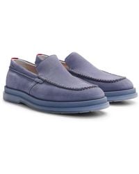 HUGO - Suede Loafers With Translucent Rubber Sole - Lyst