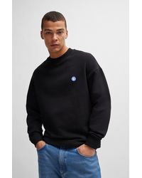 HUGO - Cotton-terry Sweatshirt With Smiley-face Logo Patch - Lyst