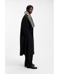 HUGO - Double-Breasted Virgin Wool Coat With Faux-Fur Collar - Lyst