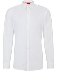 HUGO - Elisha02 Extra Slim-Fit Hemd aus elastischer Baumwoll-Popeline Weiß 38 - Lyst