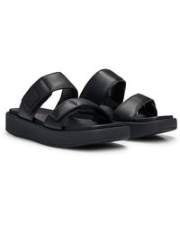 HUGO - Faux-leather Slip-on Sandals With Padded Straps - Lyst