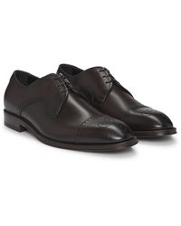 BOSS - Italian-leather Derby Shoes With Cap Toe - Lyst