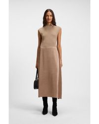 BOSS - Knitted Dress With Satin Skirt - Lyst