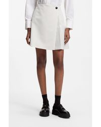 HUGO - Faux-Wrap Mini Skirt With Pinstripe - Lyst