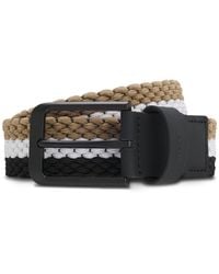 BOSS - Woven Belt With Leather Trims And Logo Detail - Lyst