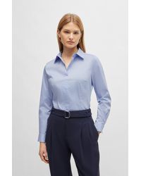 BOSS - Slim-fit Blouse In A Cotton Blend - Lyst