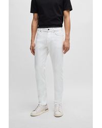 BOSS - Slim-fit Jeans In White Cashmere-touch Denim - Lyst