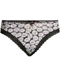 HUGO - String Mit Gänseblümchen-Print Und Spitzenbesätzen - Lyst